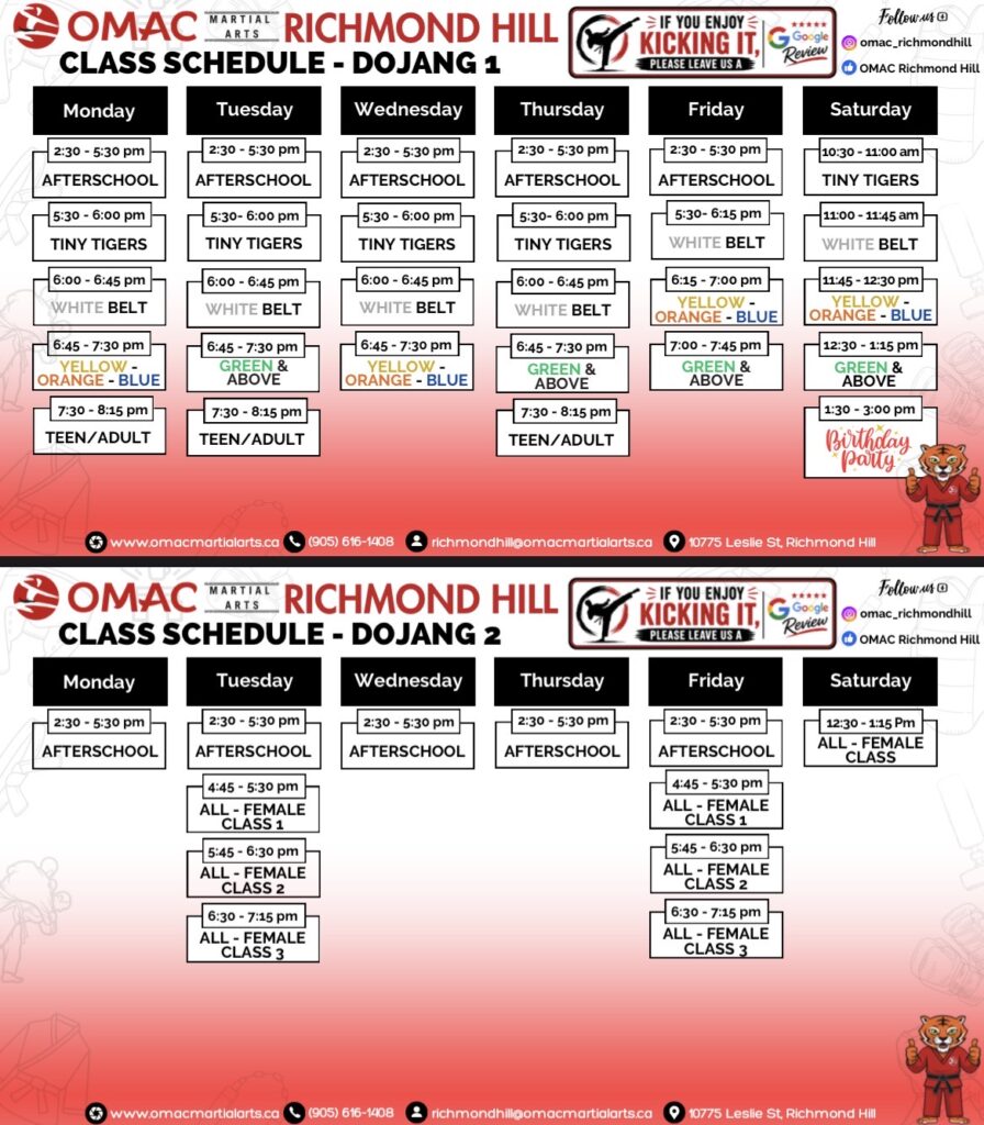 Richmond Hill Schedule september
