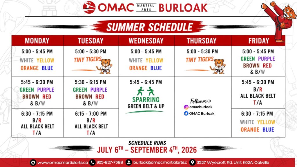 Burloak Summer Schedule