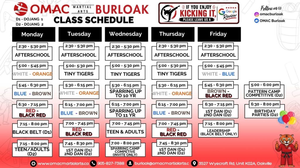 Burloak schedule October